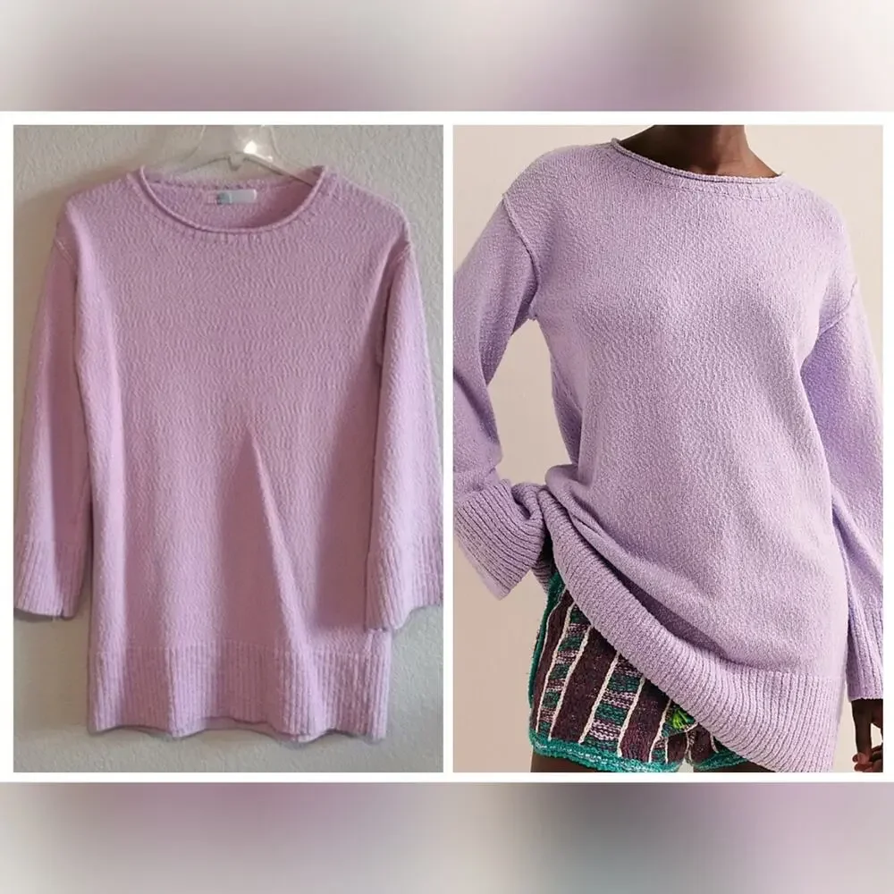 Free People FP Beach NEW Melanie Pastel Purple Oversized Slouchy Sweater Tunic S